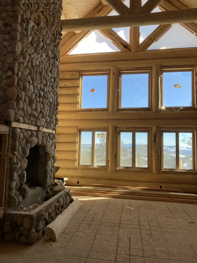 Bluebird Custom Homes custom cabin fireplace