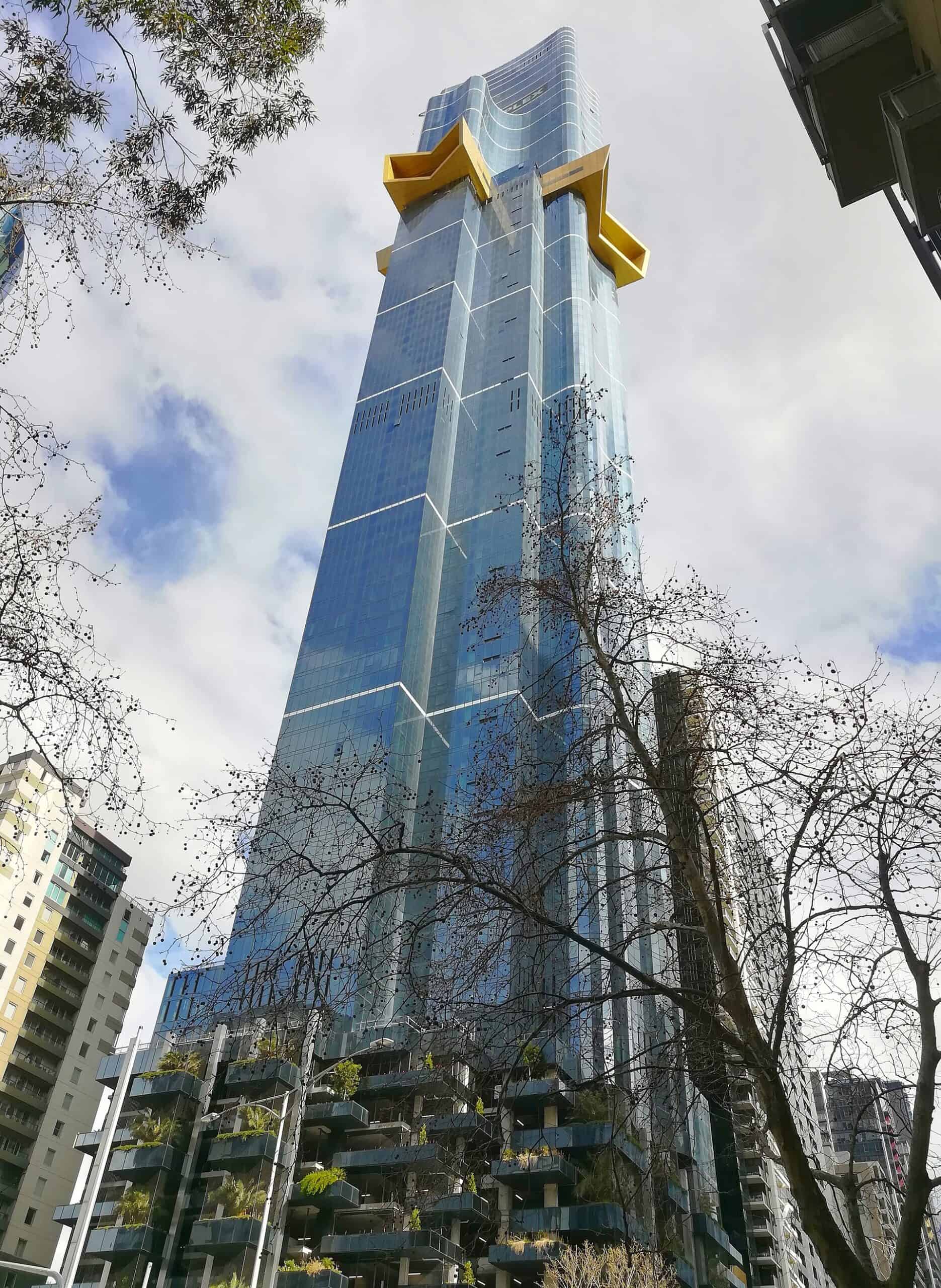 Australia 108 supertall residential tower rising over Melbourne's Southbank.