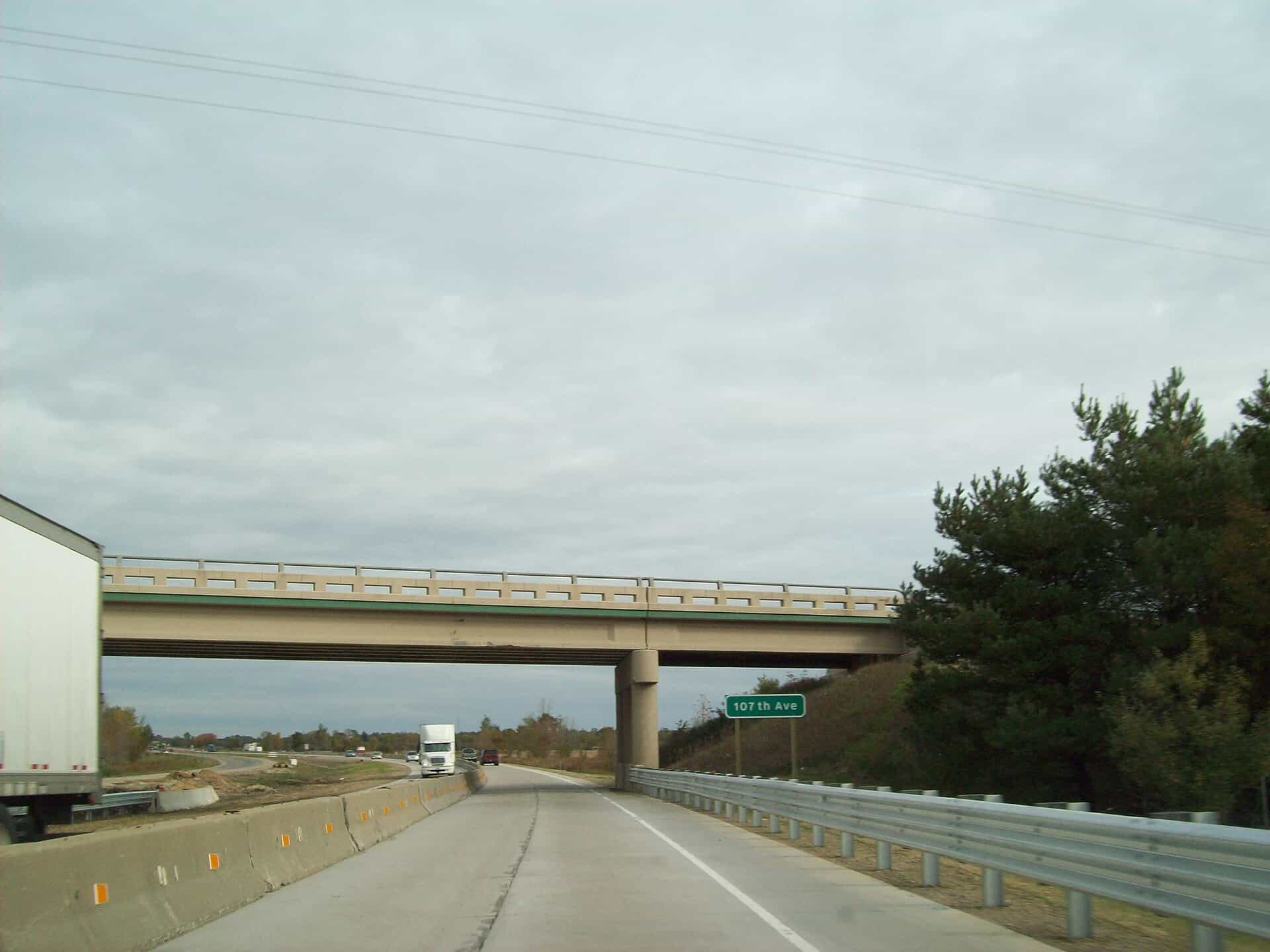 Roadwork underway on a U.S. Interstate highway construction project.
