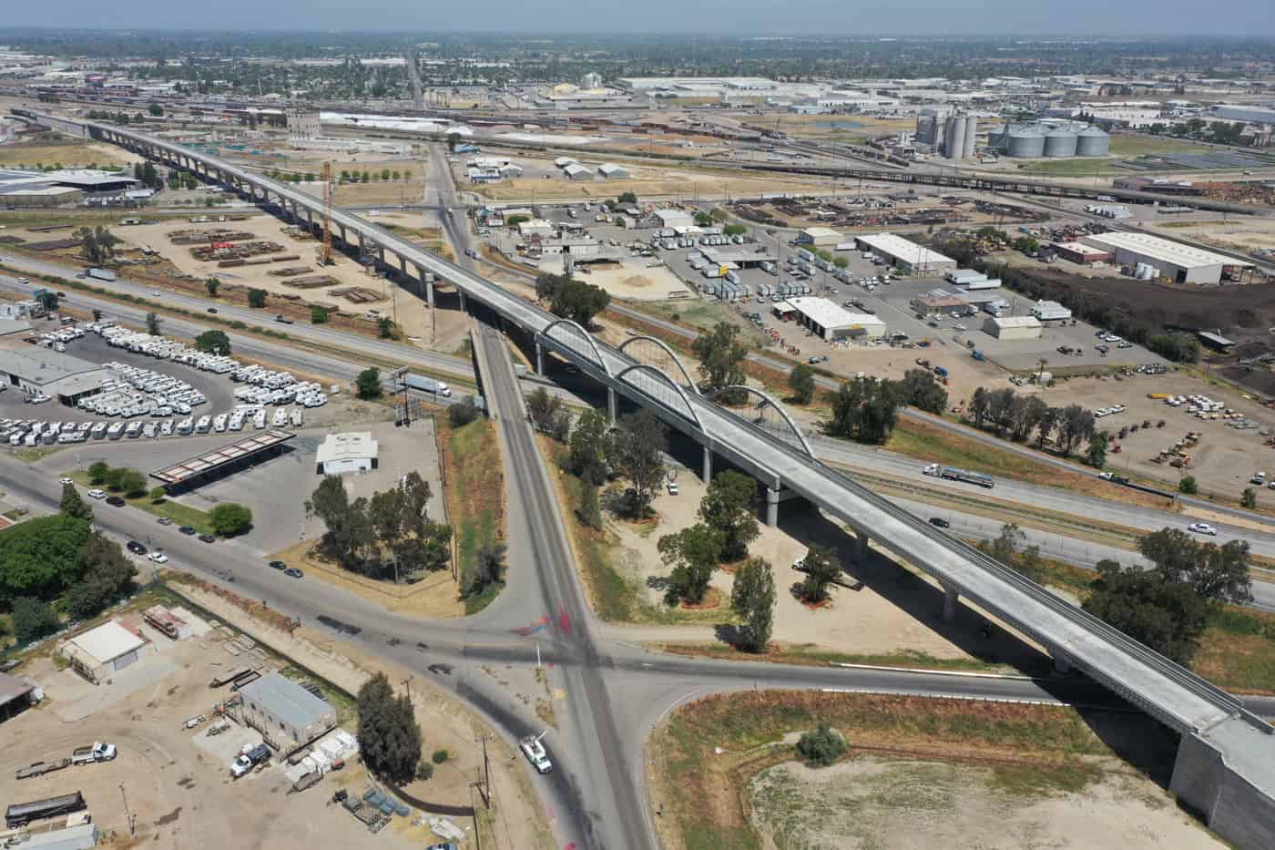 California High-Speed Rail Cedar Avenue viaduct under construction in Fresno County
