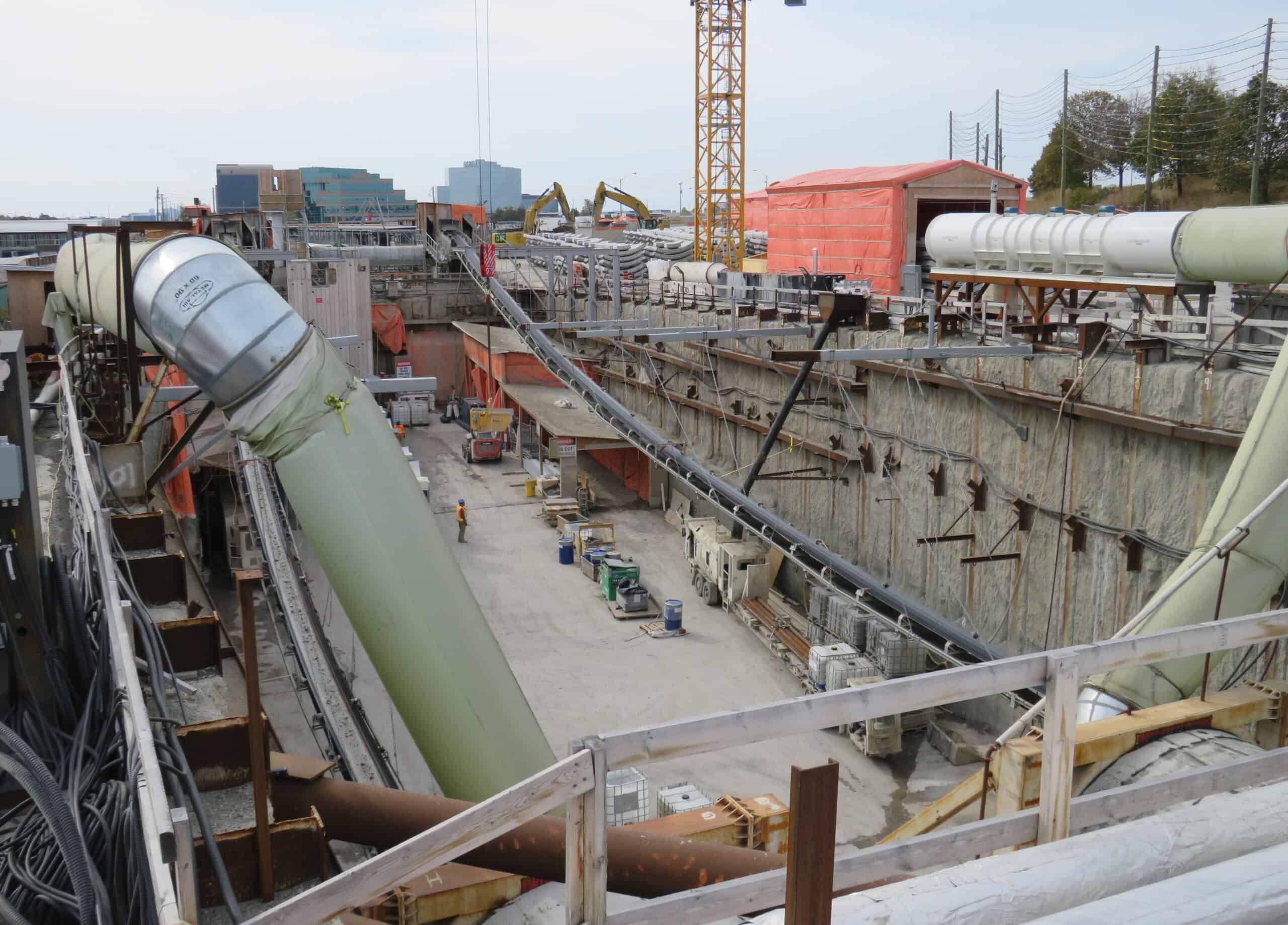 Renforth station under construction on the Eglinton Crosstown West Extension