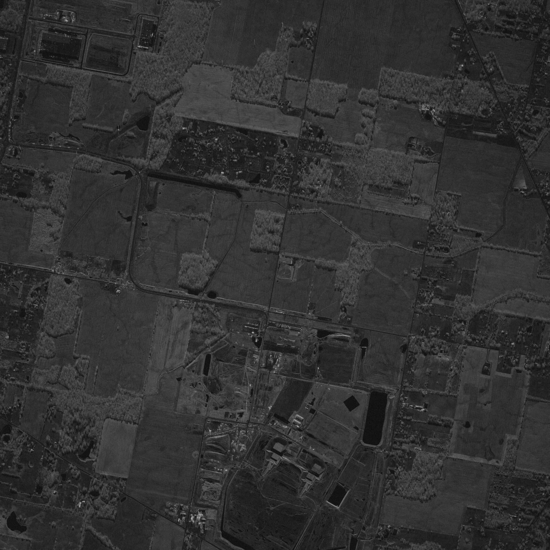 Aerial view of Intel Ohio One semiconductor plant under construction in Jersey Township, Ohio