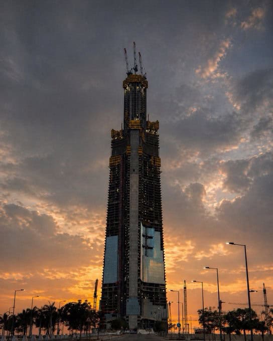 Jeddah Tower under construction in 2026 after reaching the 100th floor