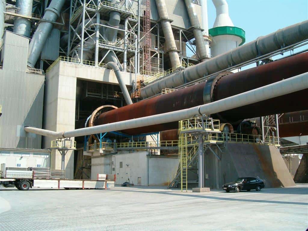 Rotary cement kiln at the Gorazdze cement plant in Poland