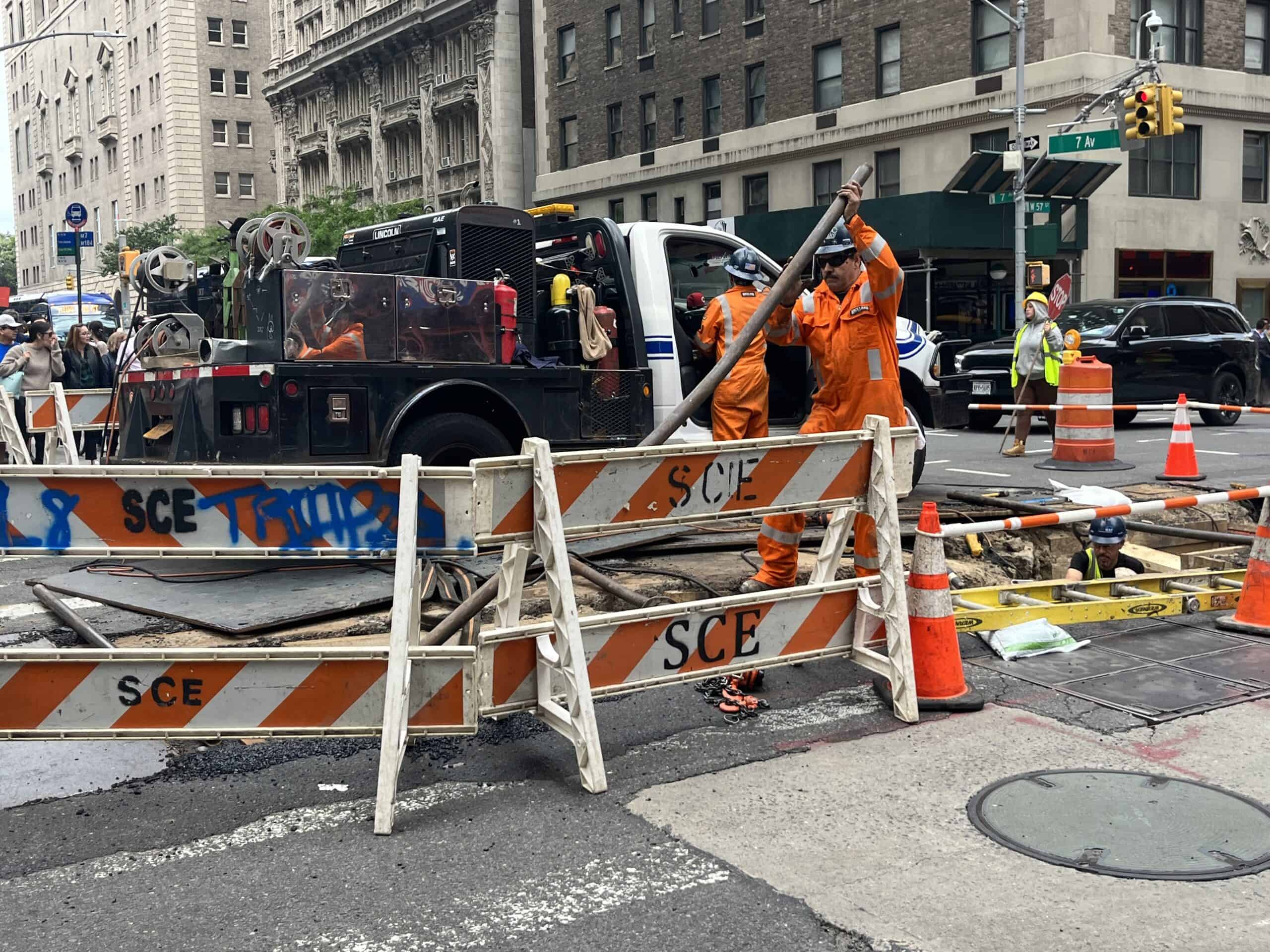 Active construction site on West 57th Street in Manhattan