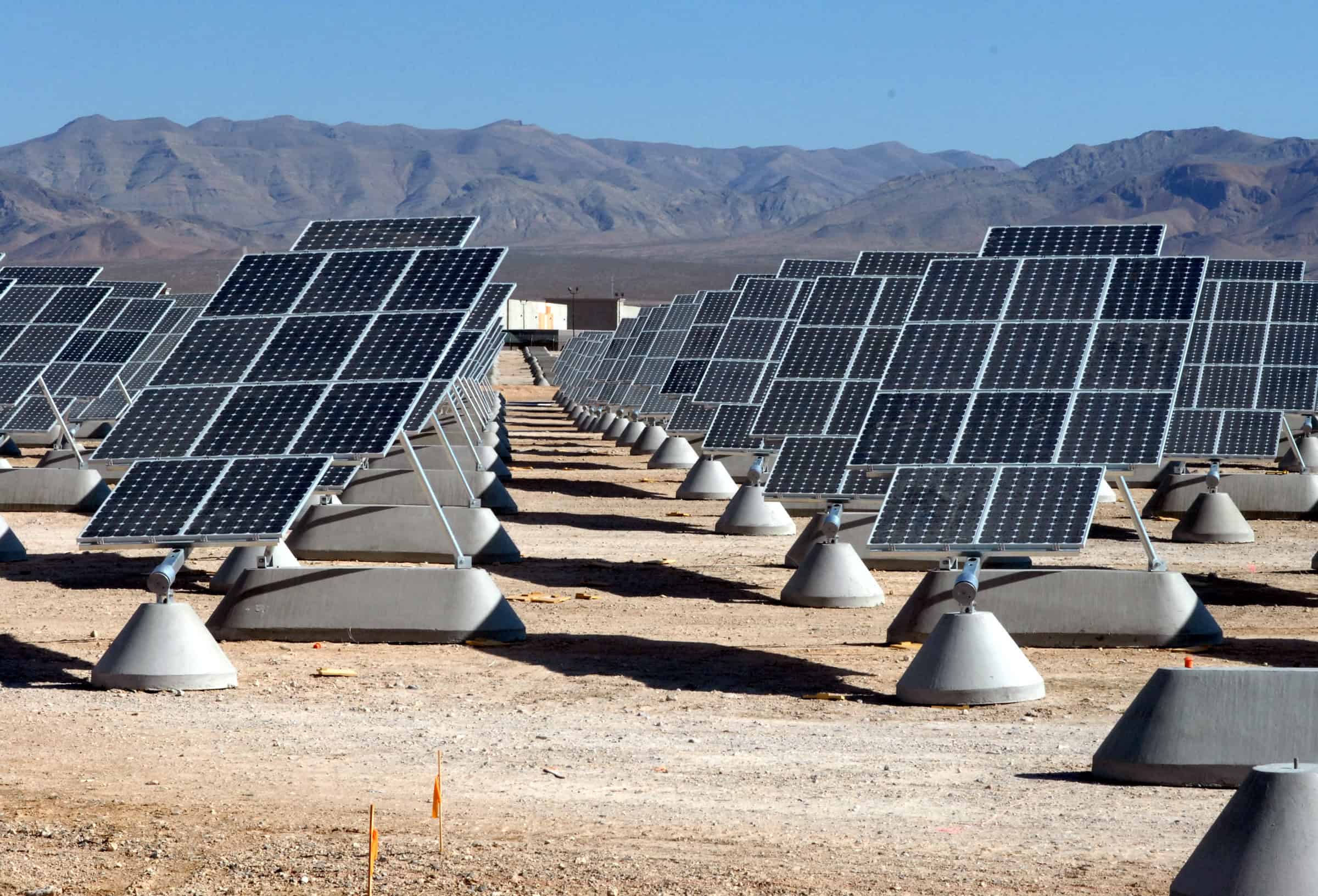 A large solar photovoltaic array at Nellis Air Force Base