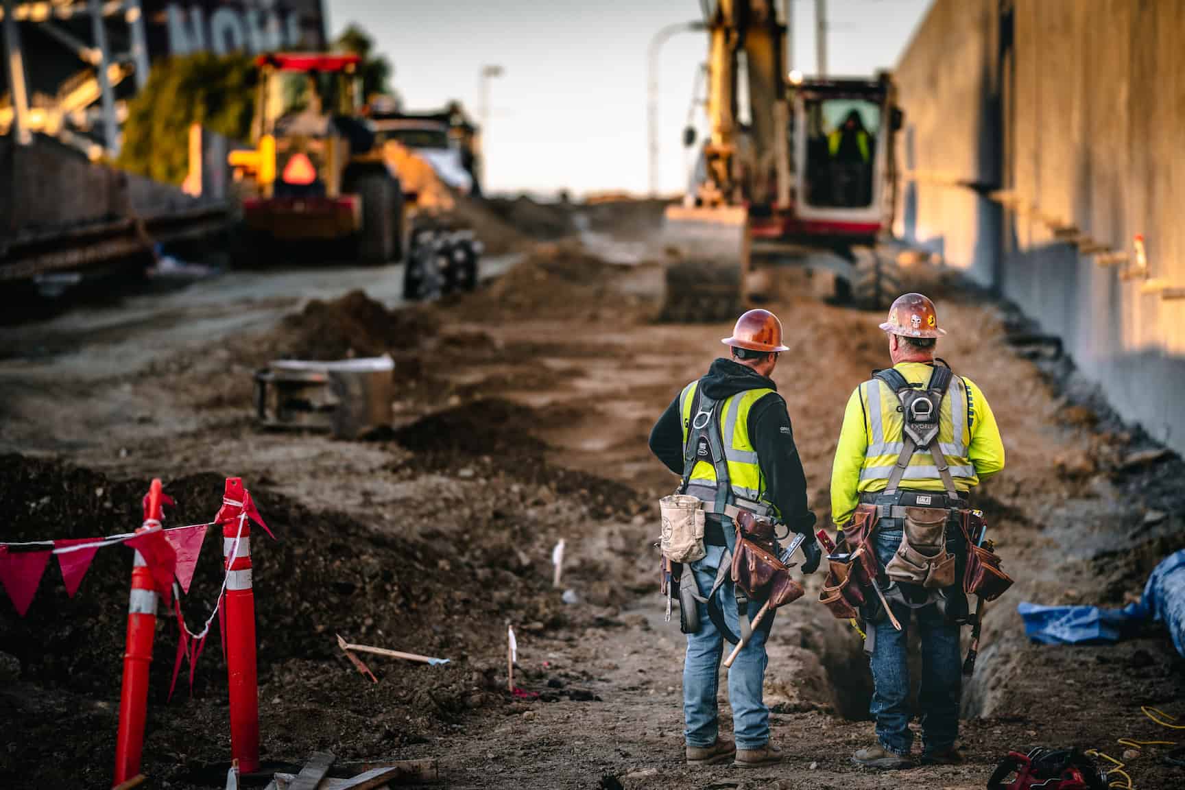 Construction workers on a job site