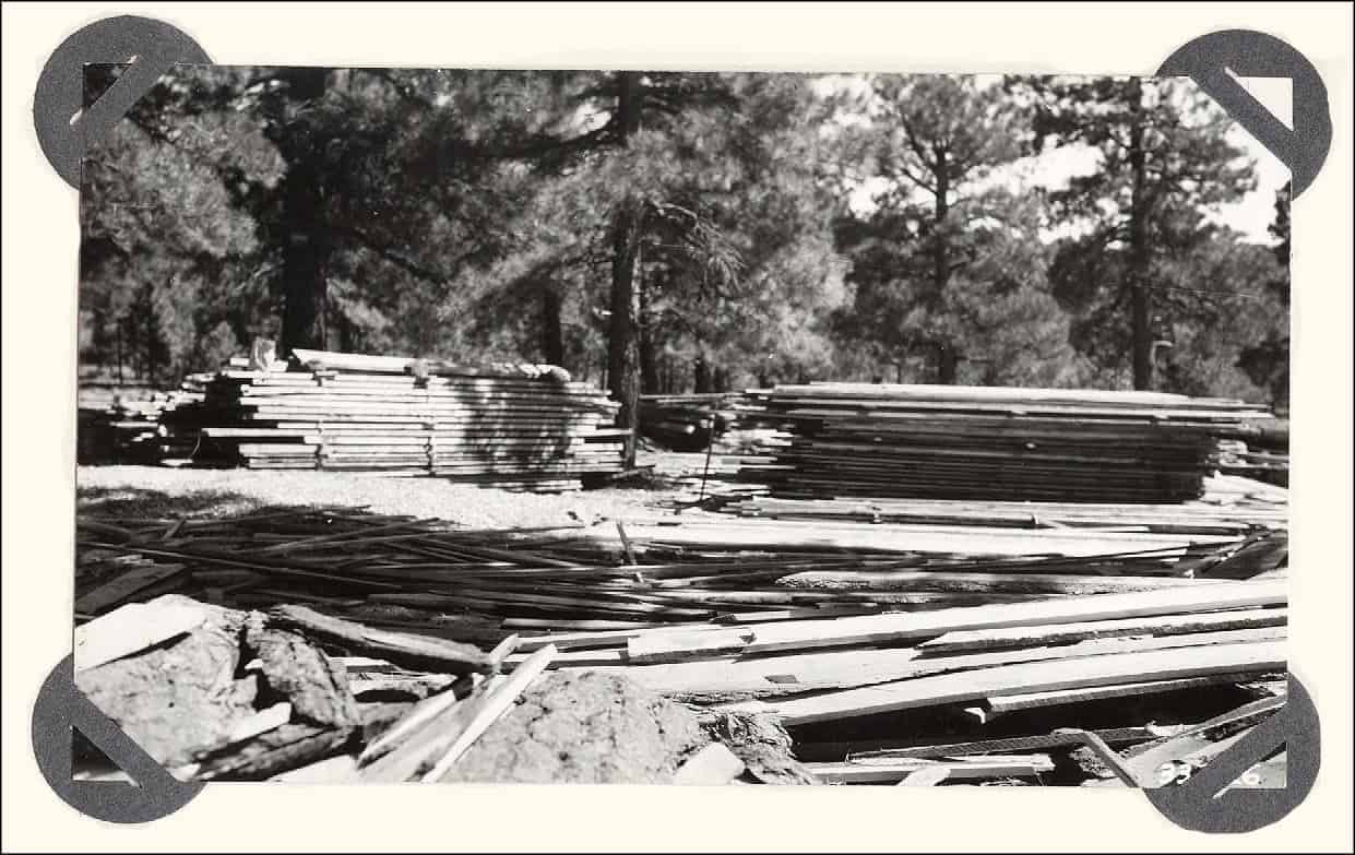 Stacks of sawn dimensional lumber at a sawmill