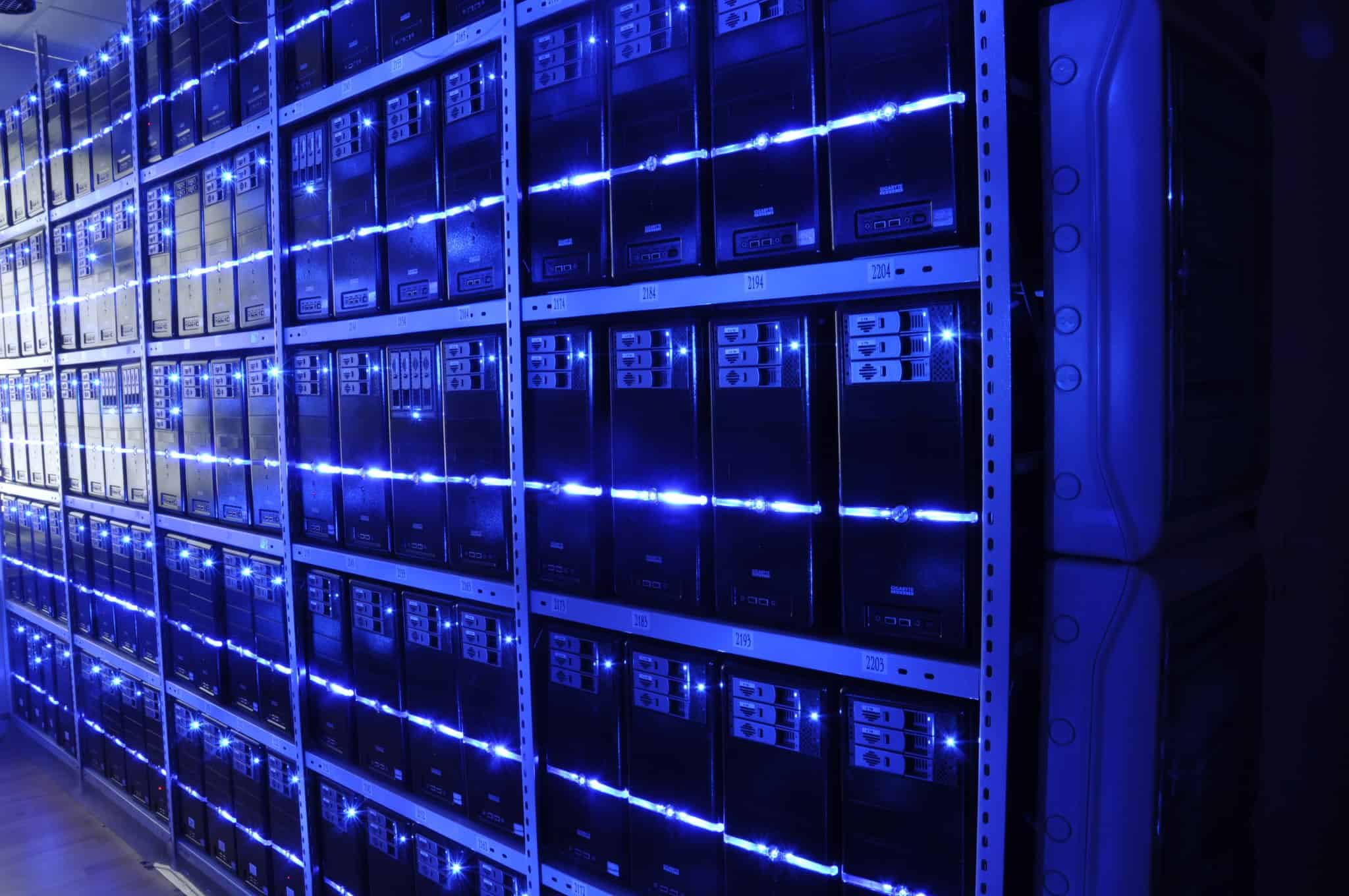 Server racks inside an operating data center