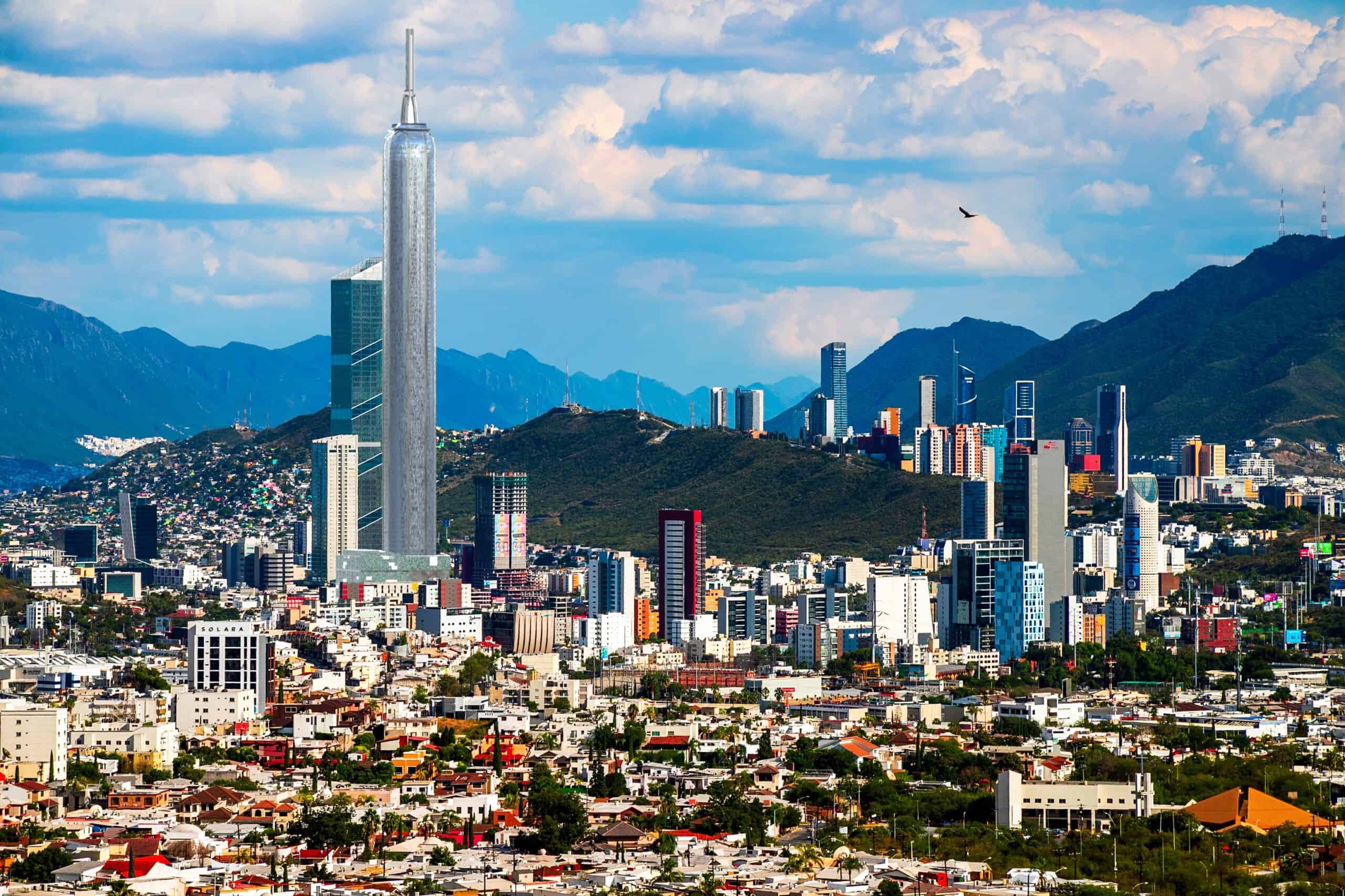 Torre Rise rendering, 484m supertall under construction in Monterrey, Mexico