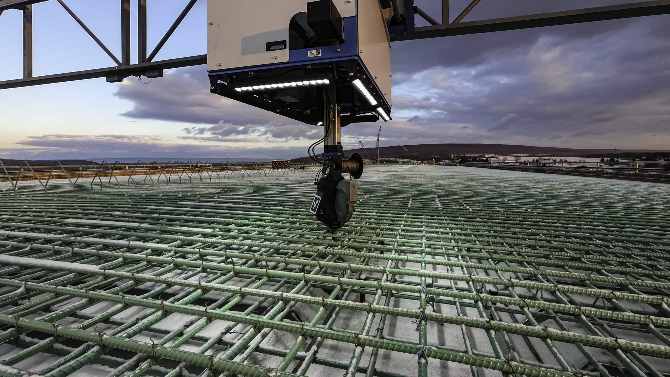 TyBOT autonomous rebar-tying robot at work on the Central Susquehanna Valley Transportation River Bridge