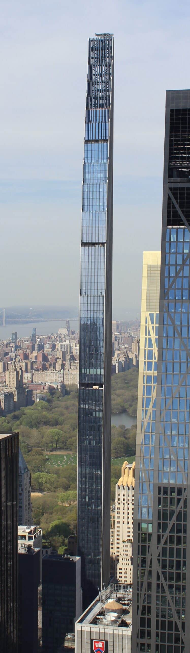 111 West 57th Street, the slender Steinway Tower, seen from Top of the Rock in Manhattan