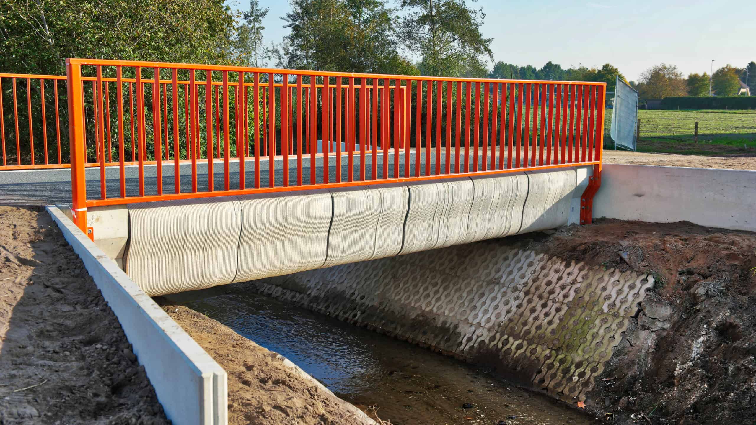 The 3D-printed concrete bicycle bridge in Gemert, Netherlands