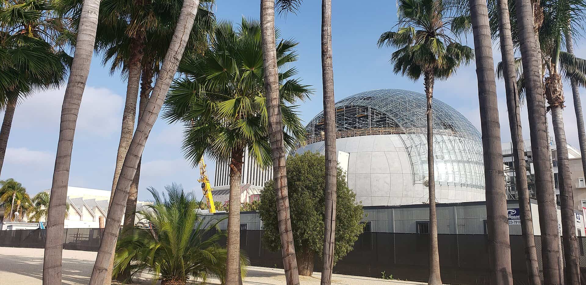 The spherical David Geffen Theater of the Academy Museum of Motion Pictures in Los Angeles
