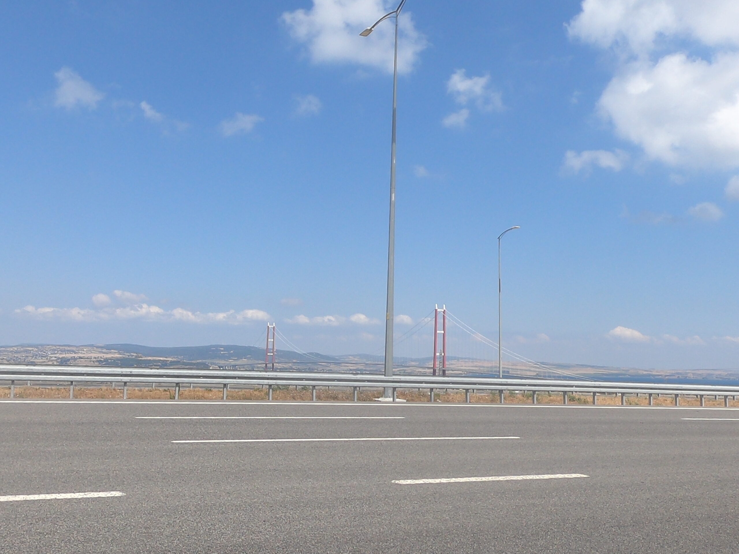 The 1915 Canakkale Bridge spanning the Dardanelles strait in Turkiye