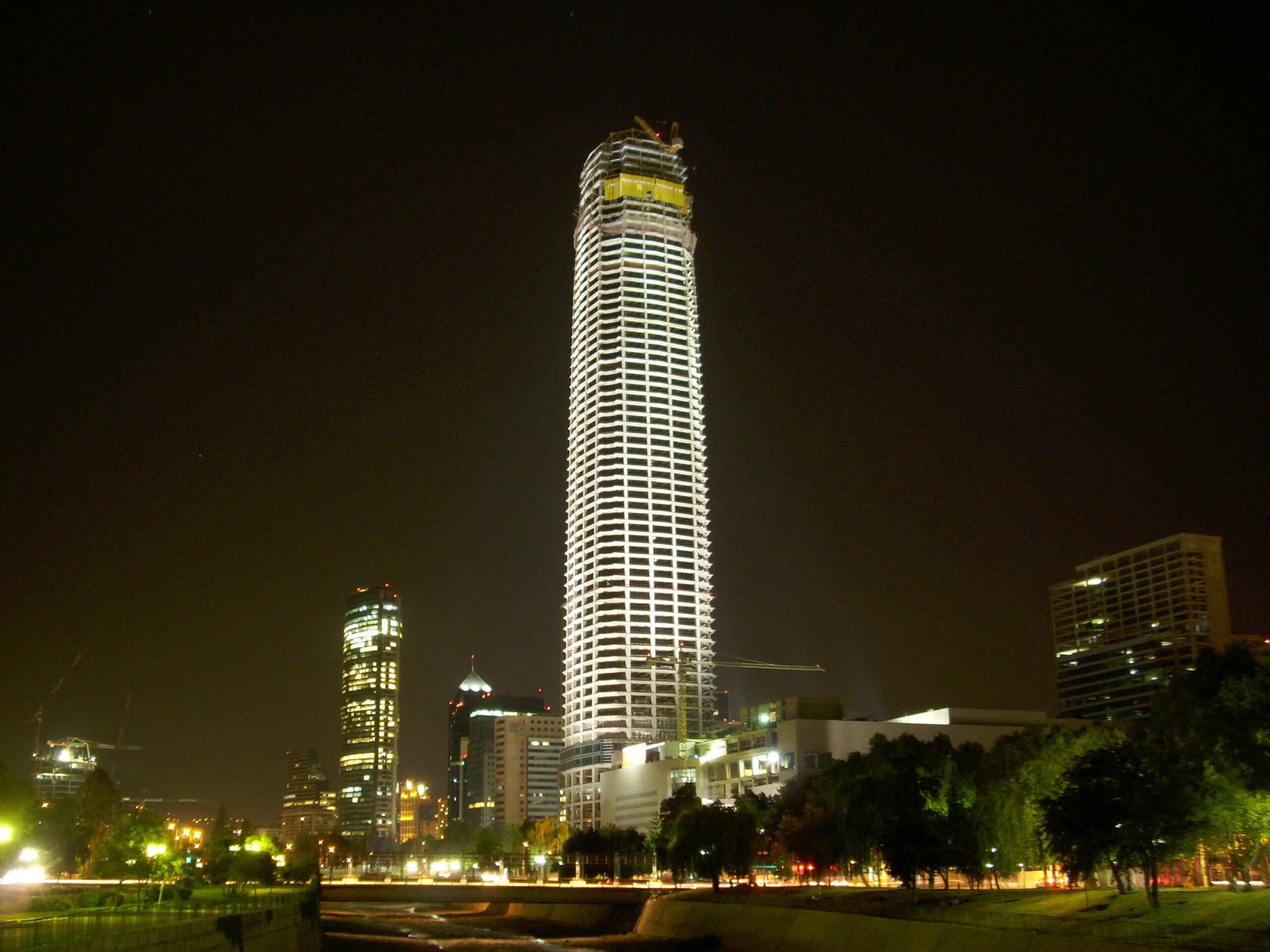 Gran Torre Santiago rising above the Costanera Center in Santiago, Chile