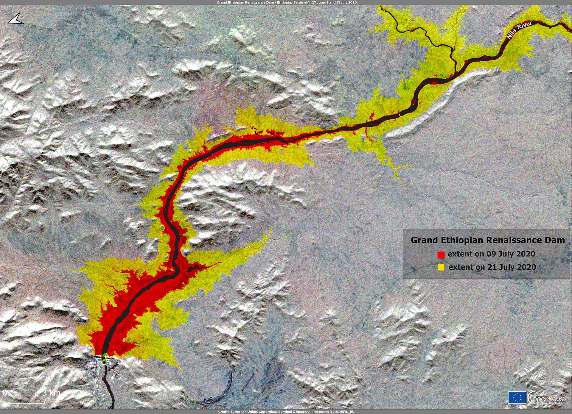 The Grand Ethiopian Renaissance Dam spanning the Blue Nile
