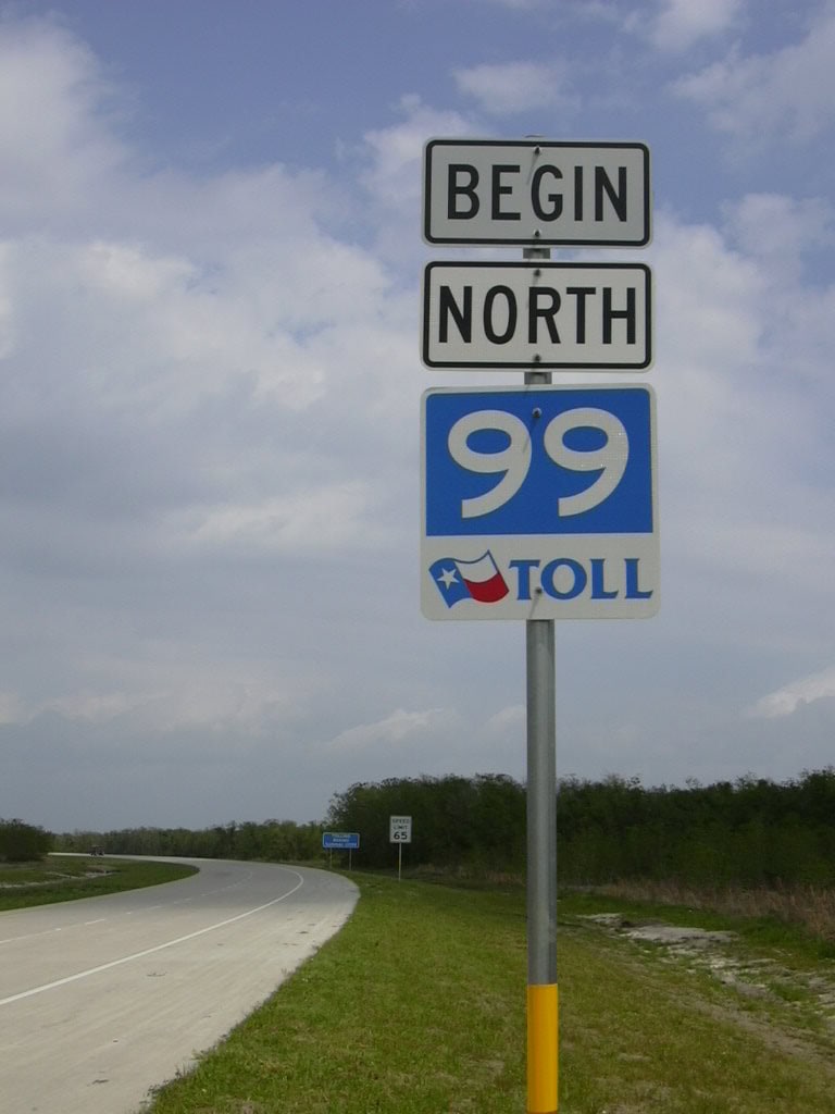 Aerial view of the Grand Parkway State Highway 99 tollway in suburban Houston, Texas