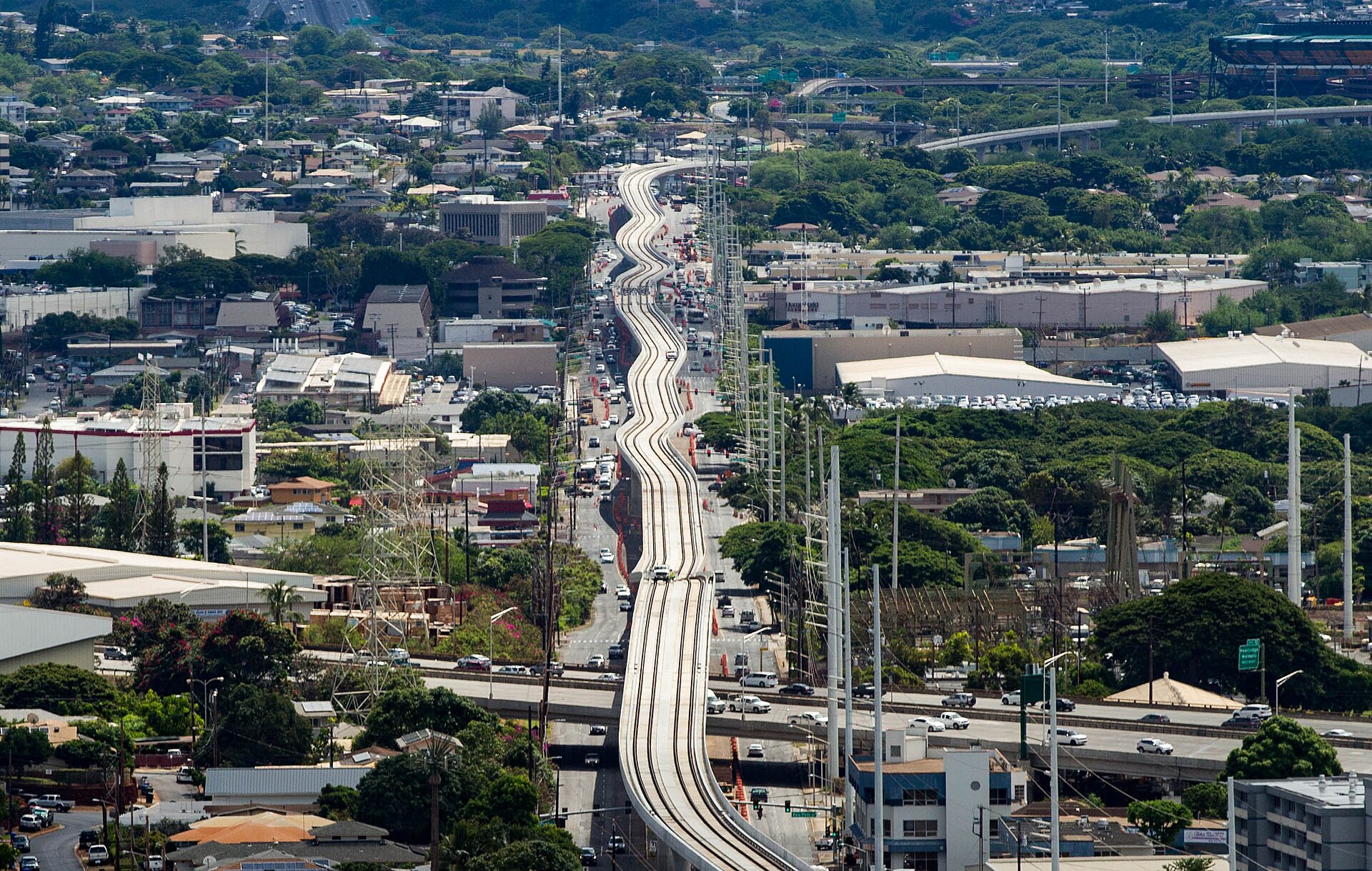 Elevated guideway of Honolulu Skyline rail on Oahu