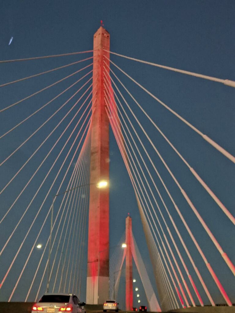 The Long Beach International Gateway cable-stayed bridge over the Port of Long Beach