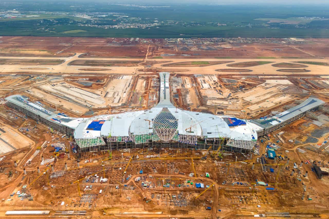 Long Thanh International Airport passenger terminal under construction in Dong Nai, Vietnam