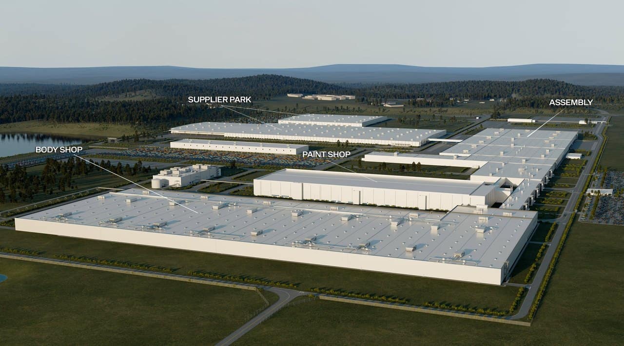 Aerial view of the Scout Motors Production Center under construction in Blythewood, South Carolina