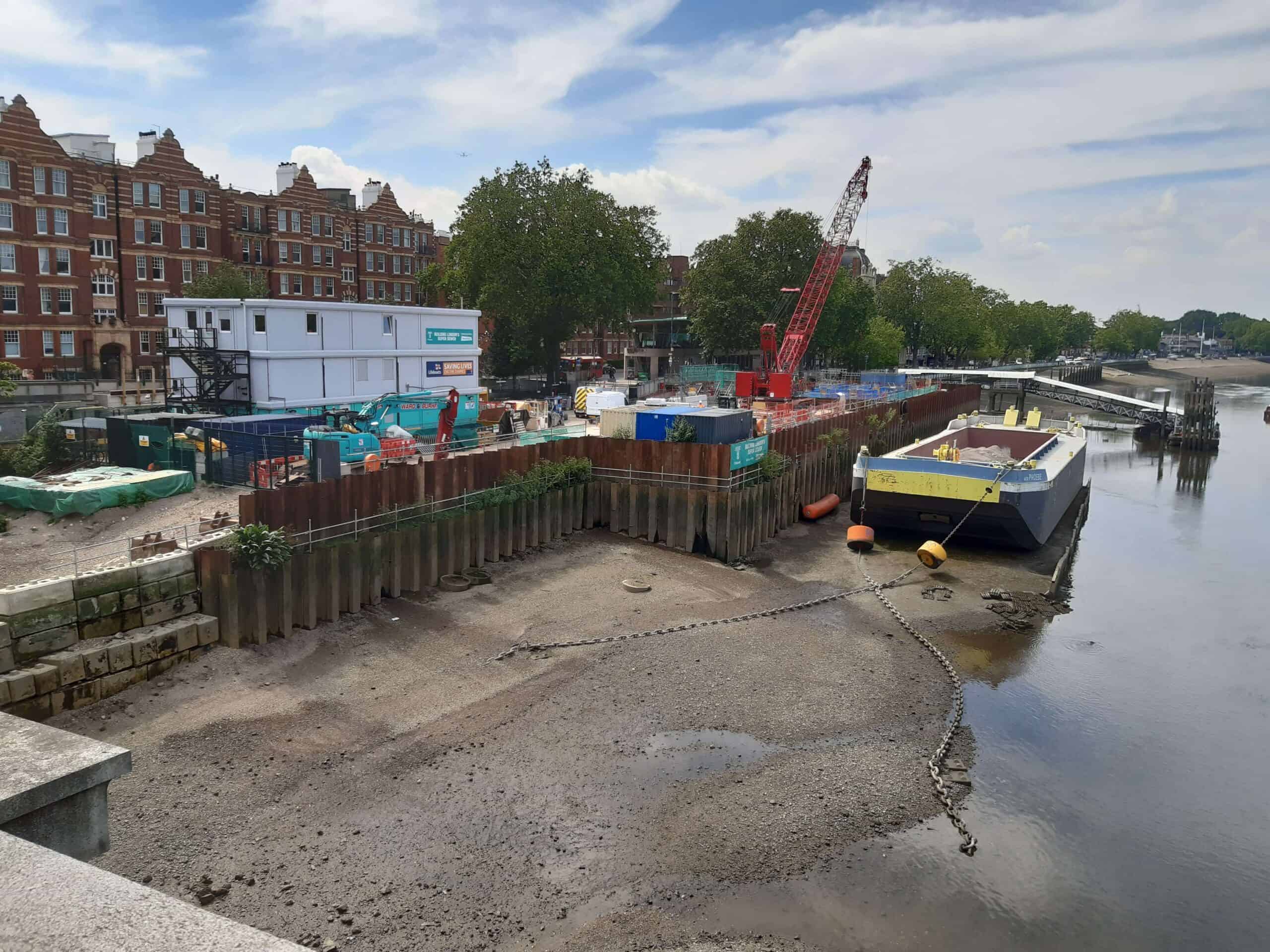 Thames Tideway Tunnel construction site at Putney on the River Thames
