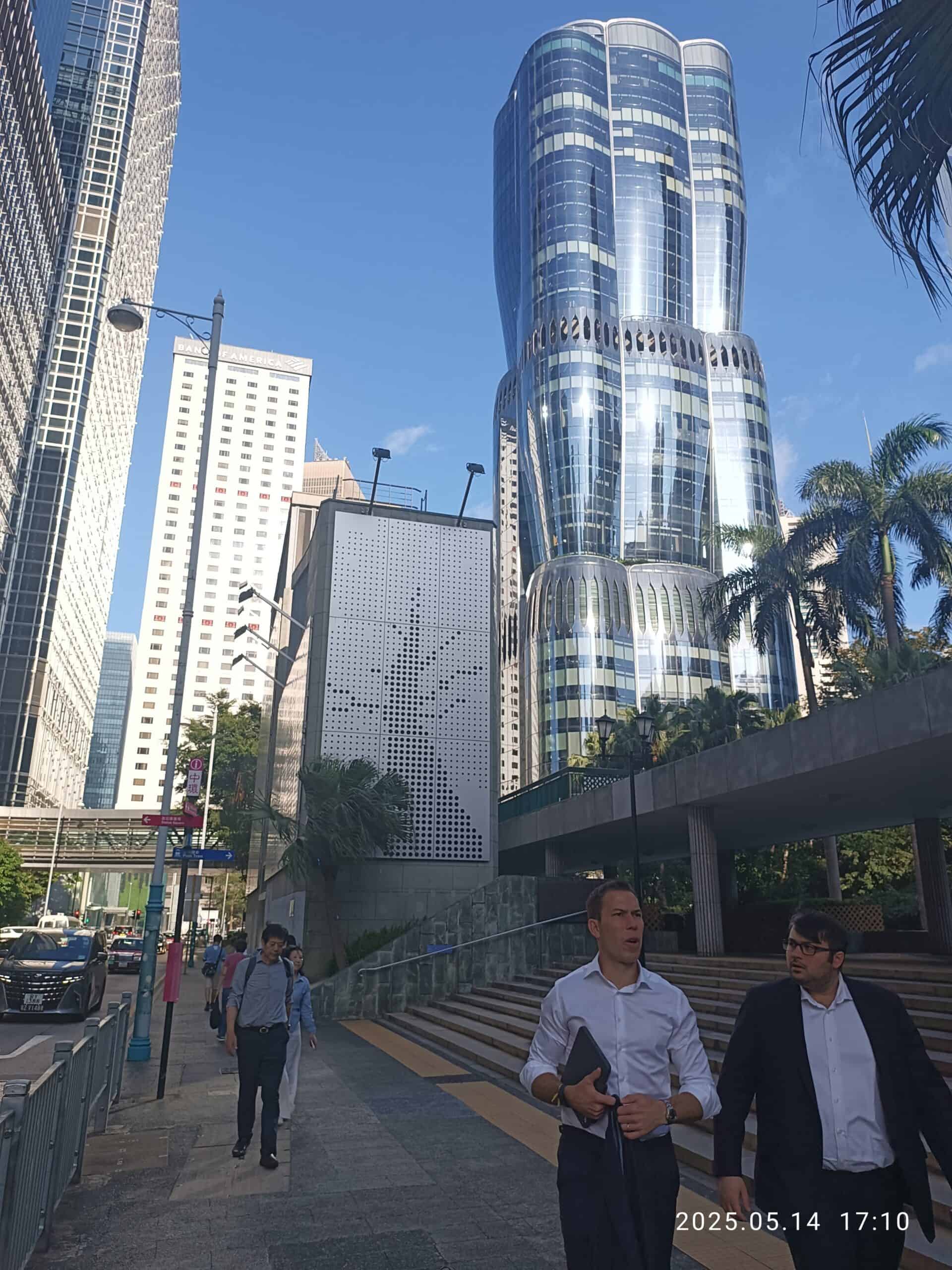 The Henderson office tower curved glass facade on Murray Road, Central, Hong Kong