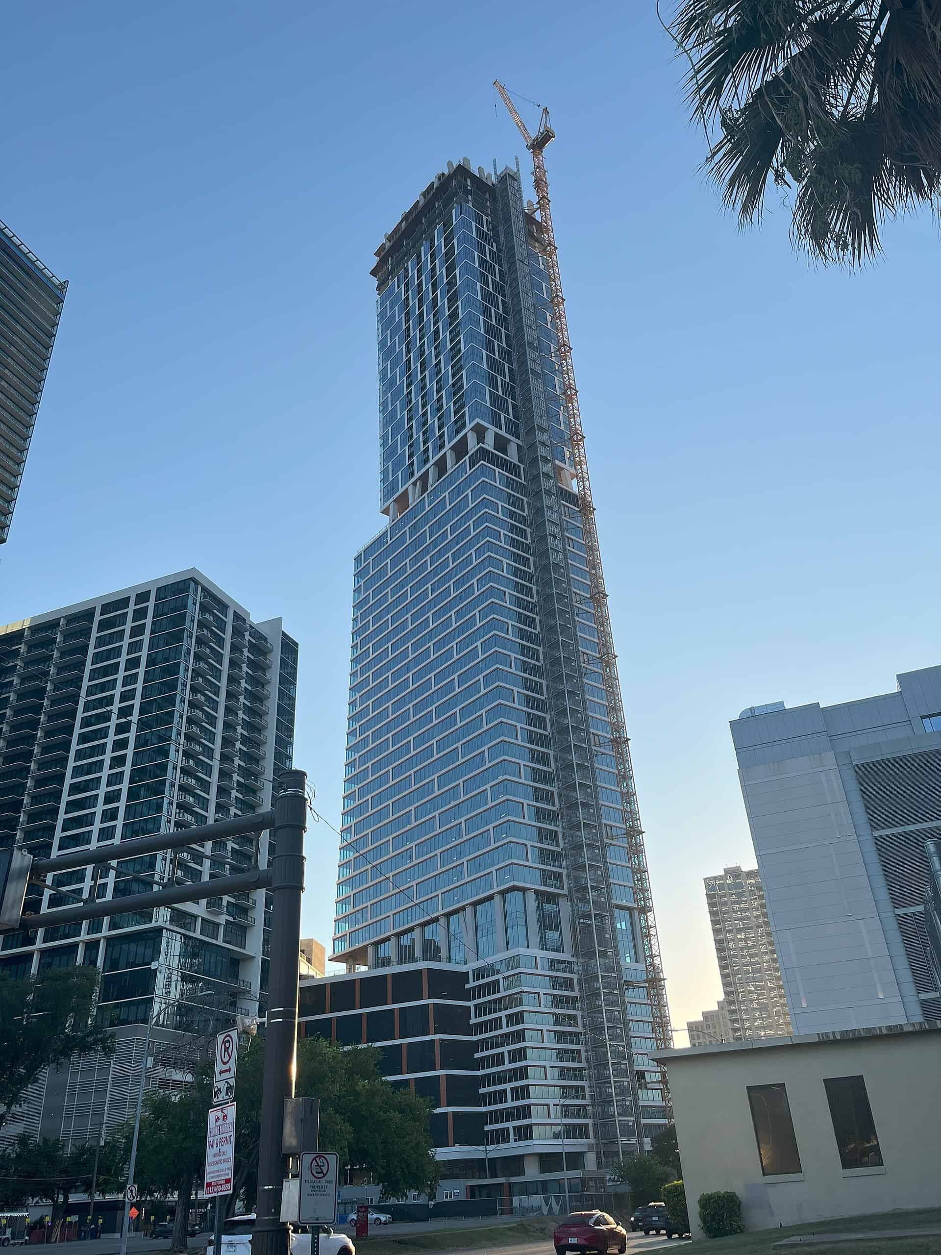 The Waterline mixed-use tower under construction in downtown Austin, Texas