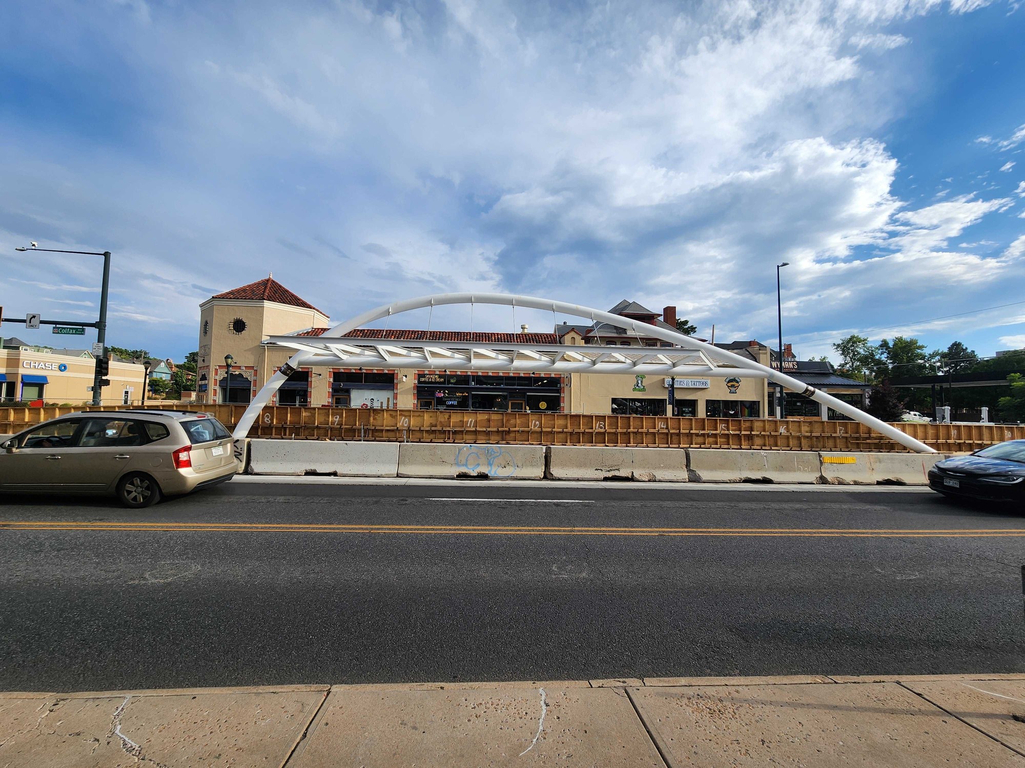 Projects Bus rapid transit station under construction in the median of Colfax Avenue in Denver