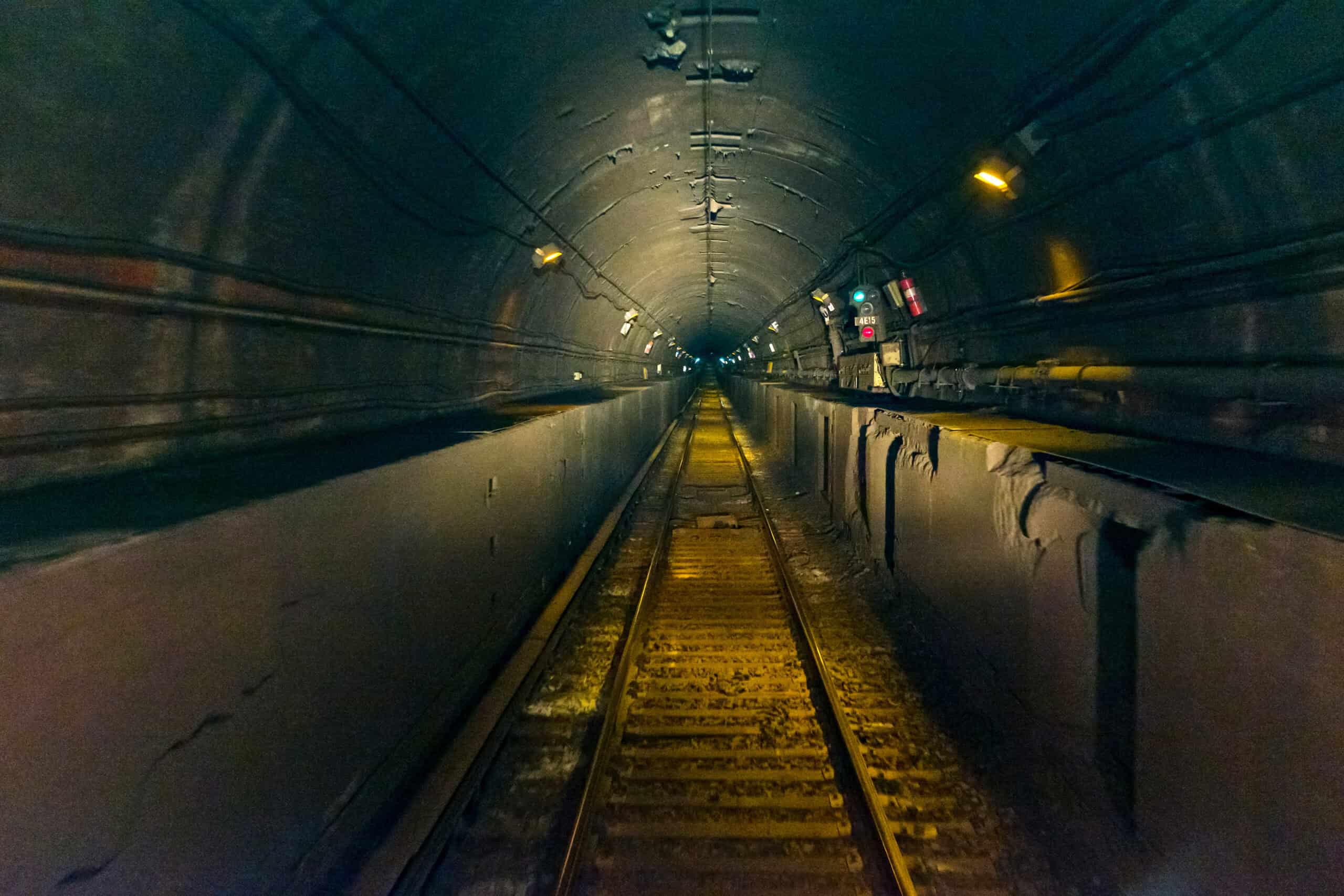 Interior of East River Tunnel No. 4 running under the East River between Manhattan and Queens