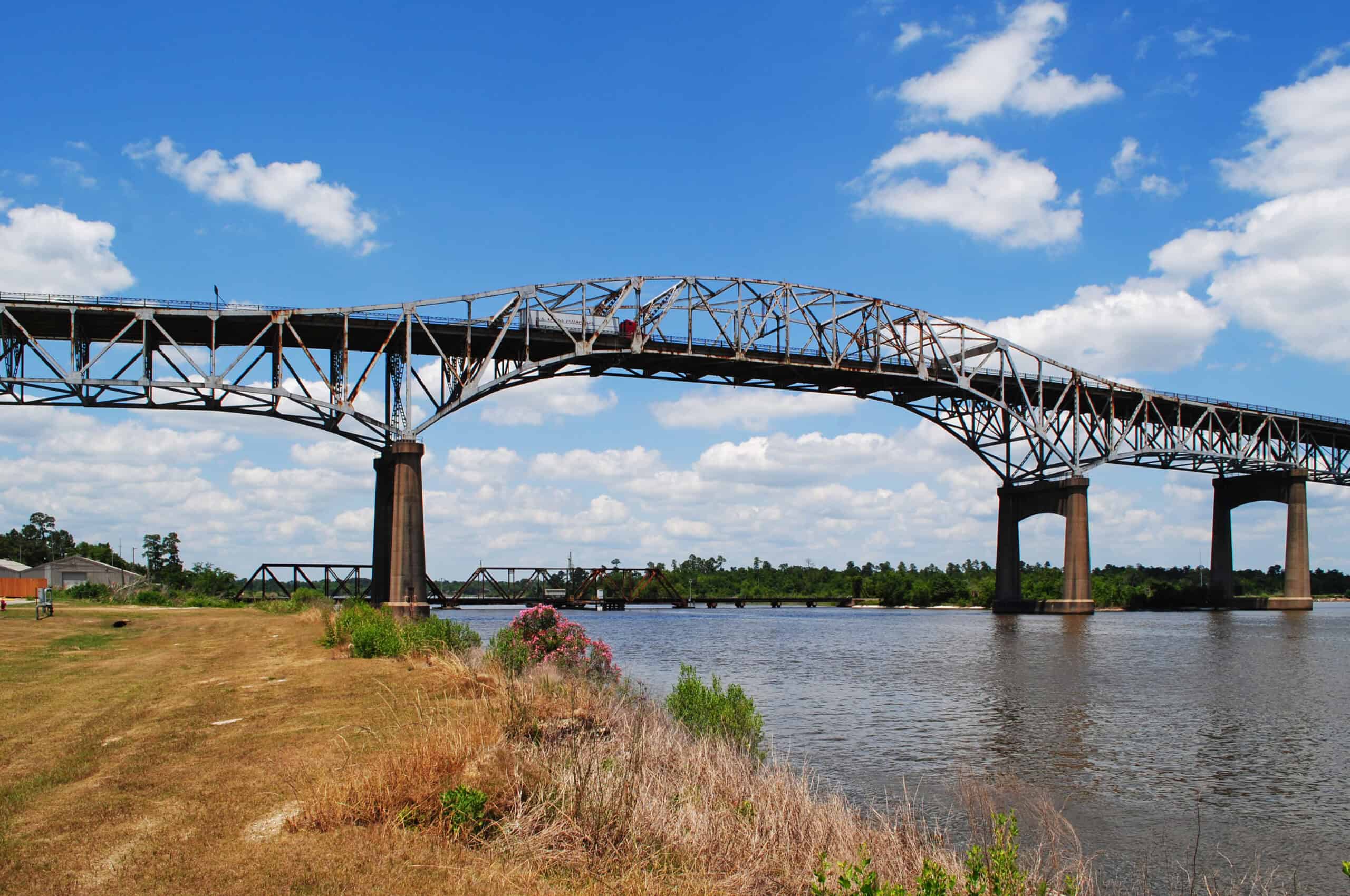 The existing Interstate 10 bridge over the Calcasieu River at Lake Charles, Louisiana