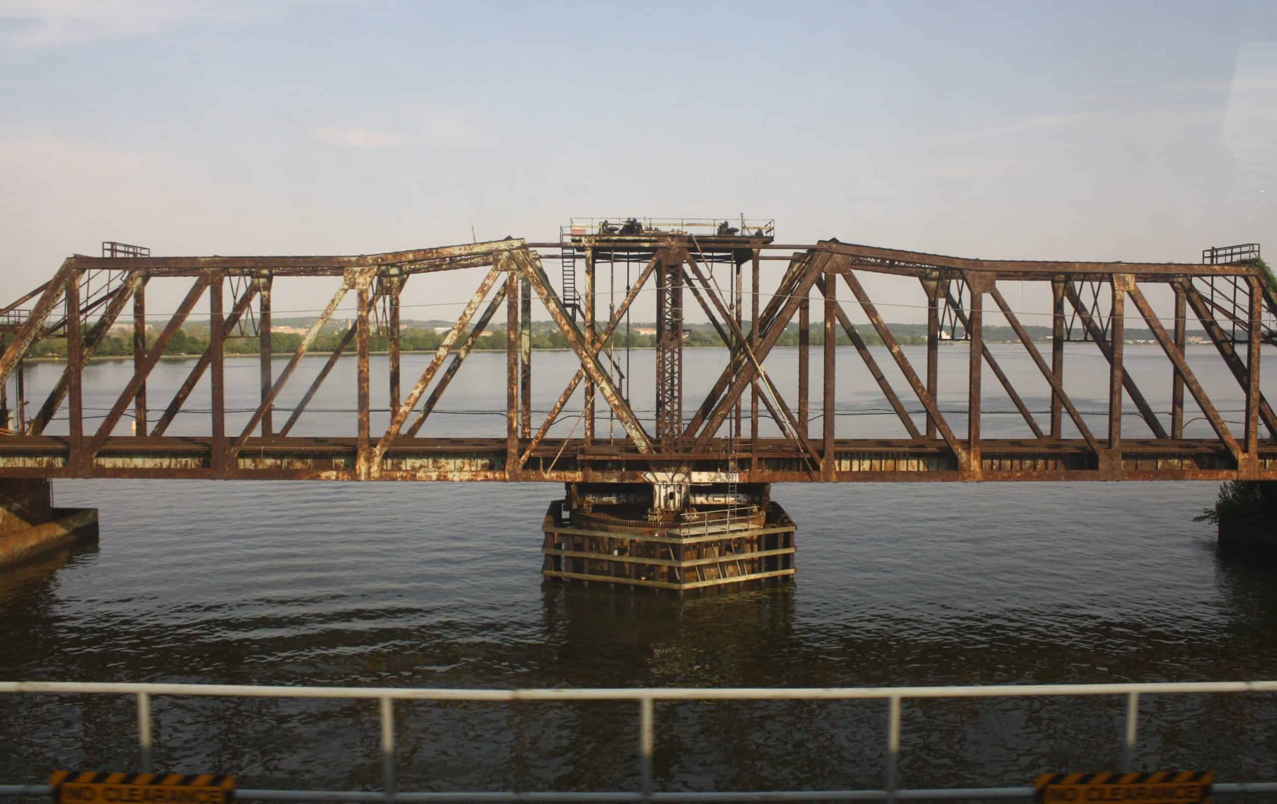 Existing Long Bridge railroad crossing over the Potomac River near the 14th Street Bridge complex