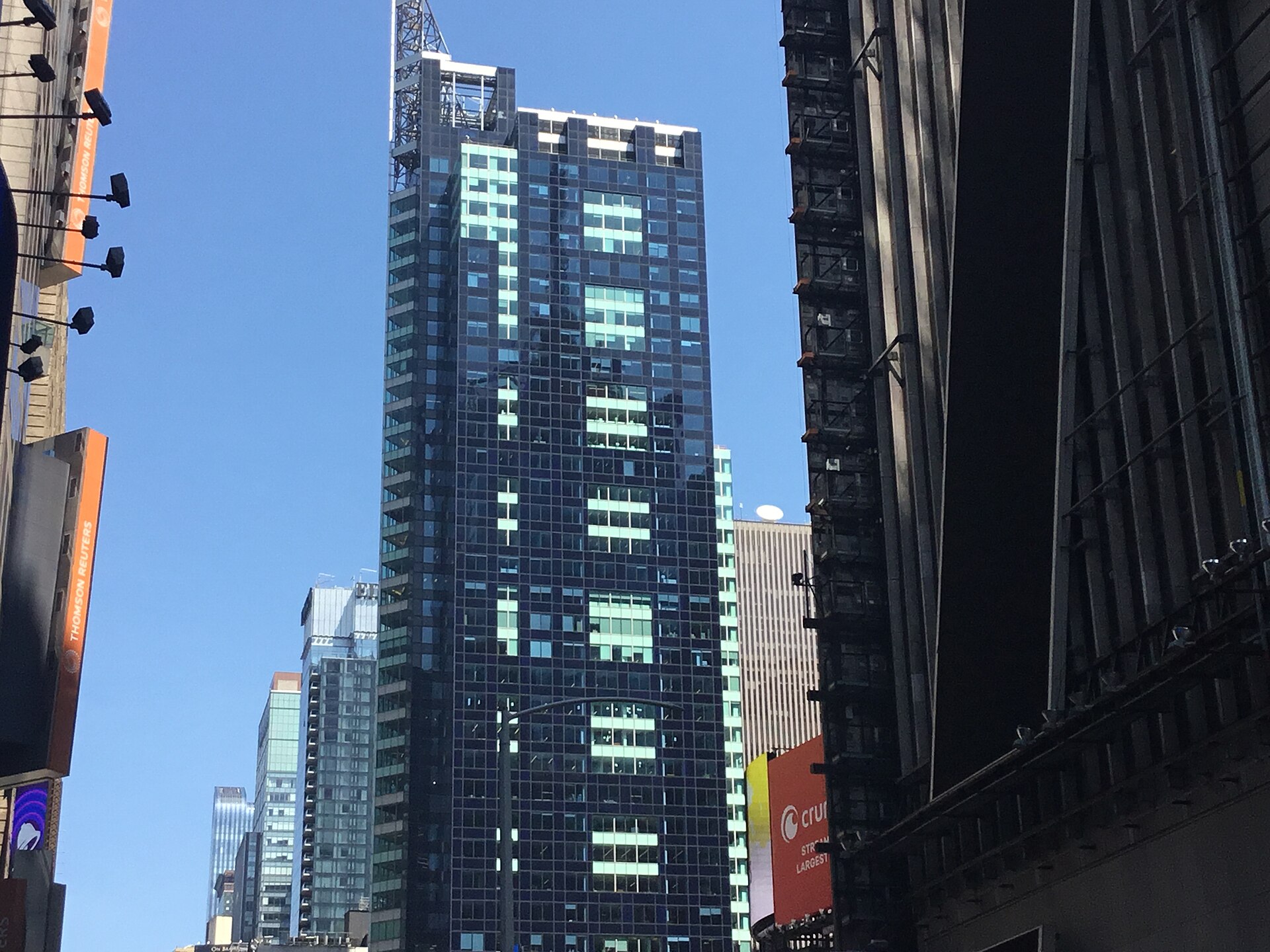 The 1540 Broadway tower, formerly the Bertelsmann Building, in Times Square Manhattan