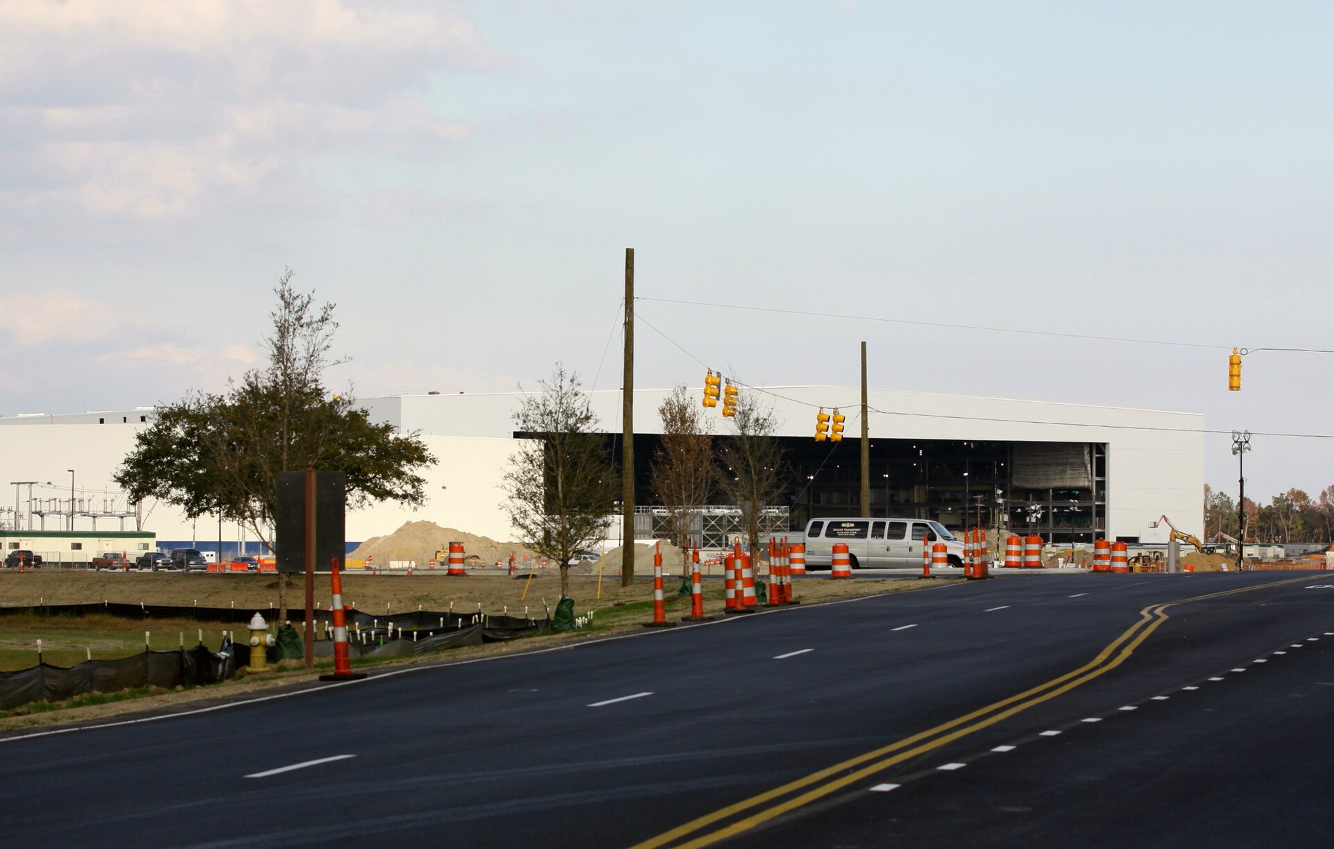Boeing's North Charleston 787 final assembly plant during construction of the original building