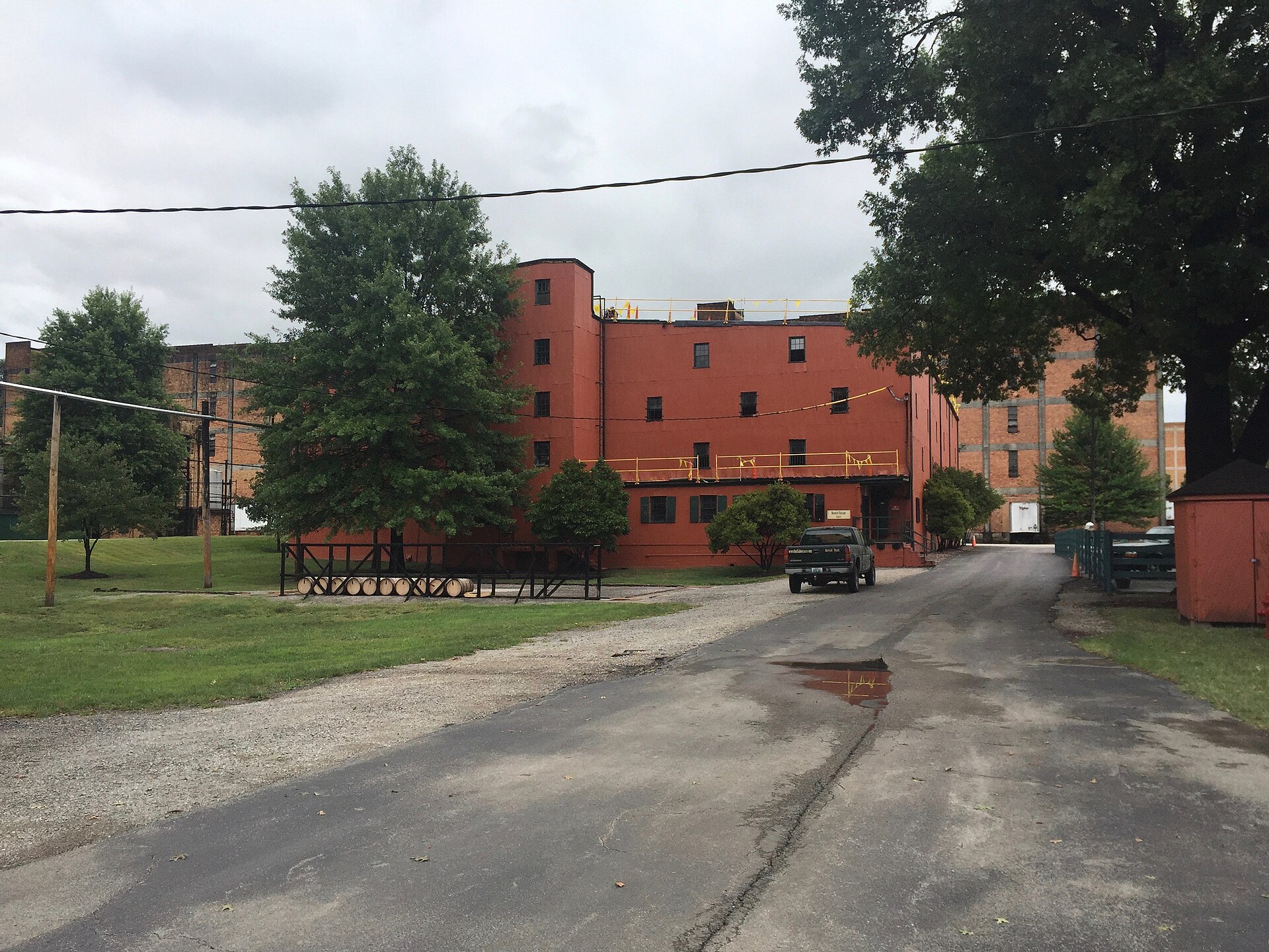 Brick distillery buildings and grounds at Buffalo Trace Distillery in Frankfort, Kentucky