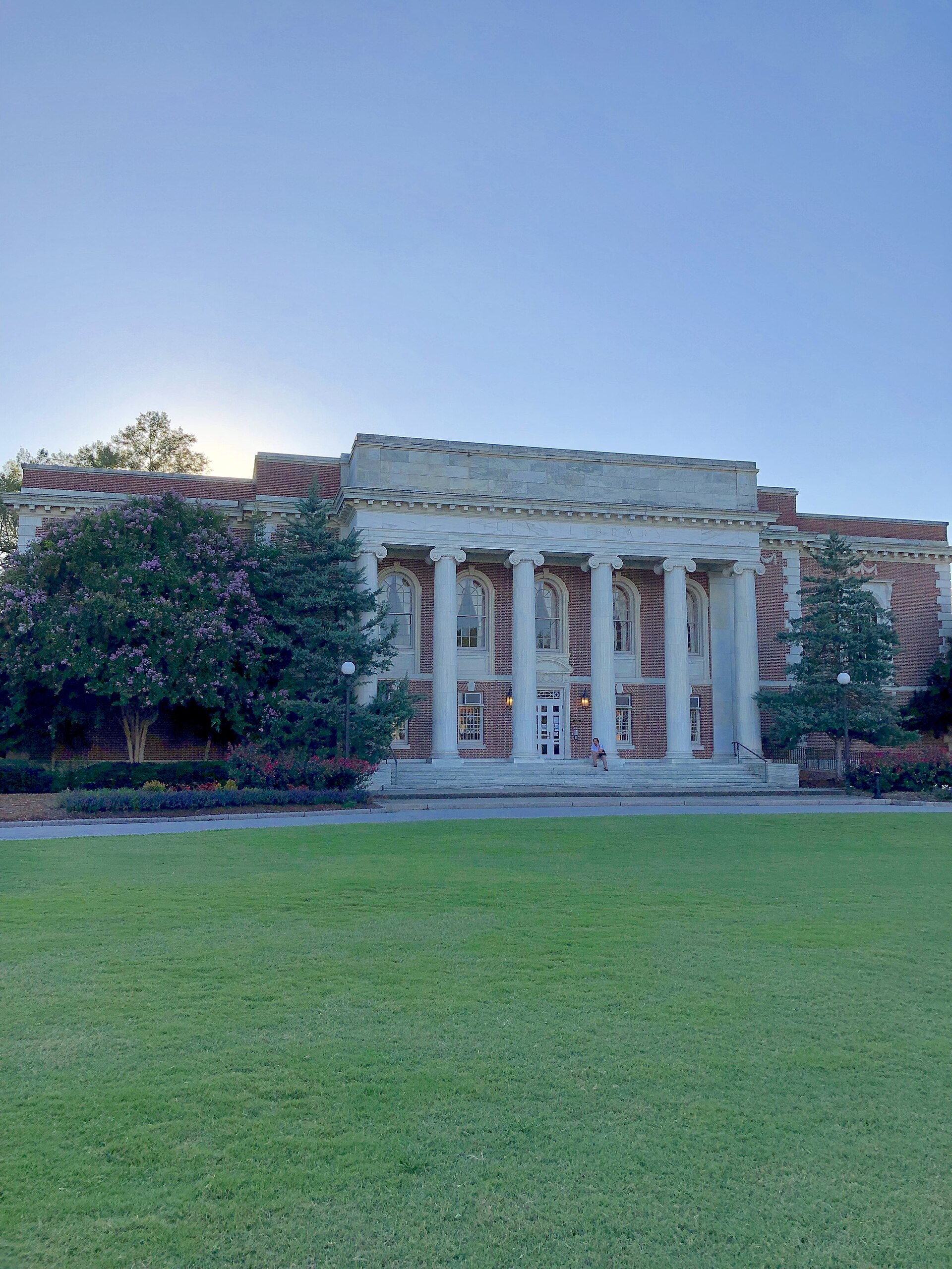The Georgian facade of Lilly Library on Duke University East Campus in Durham, North Carolina