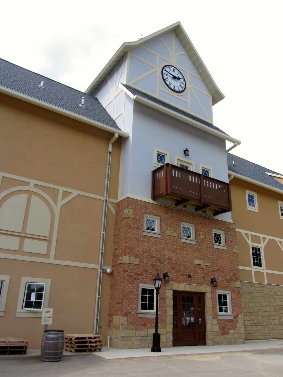 The Bavarian-styled Hilltop brewery building at New Glarus Brewing Company in Wisconsin