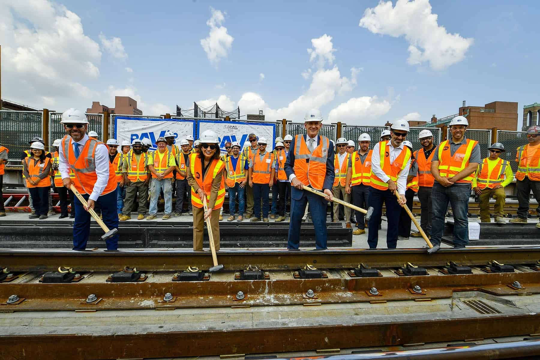 Track crews working on the Park Avenue Viaduct replacement in Manhattan