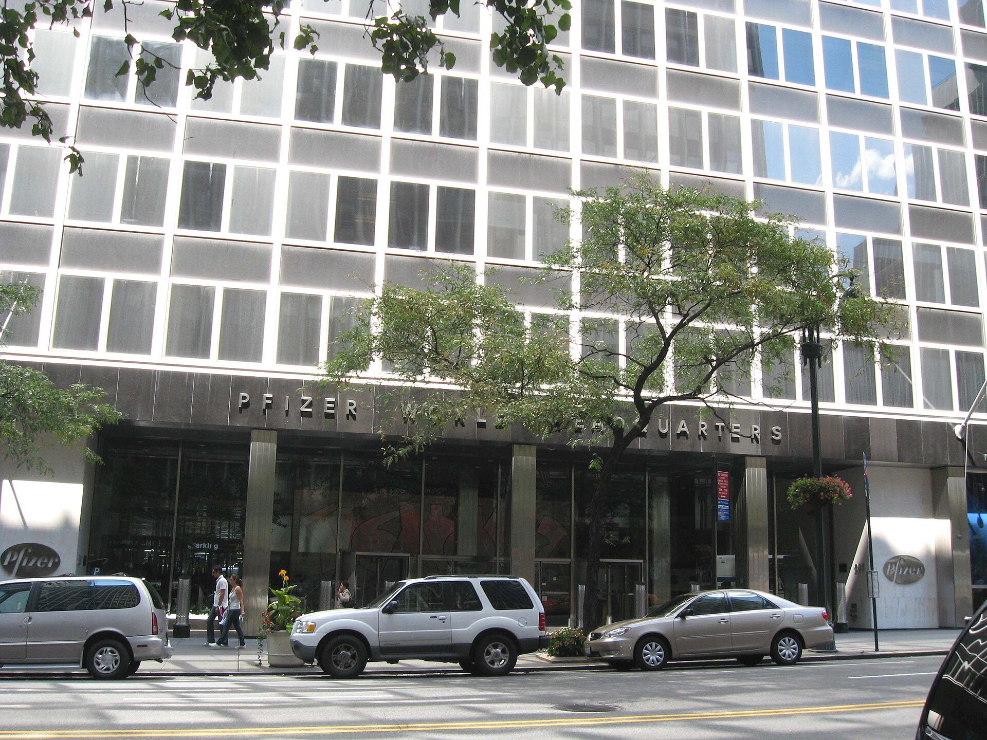 Facade of the former Pfizer World Headquarters on East 42nd Street in Manhattan