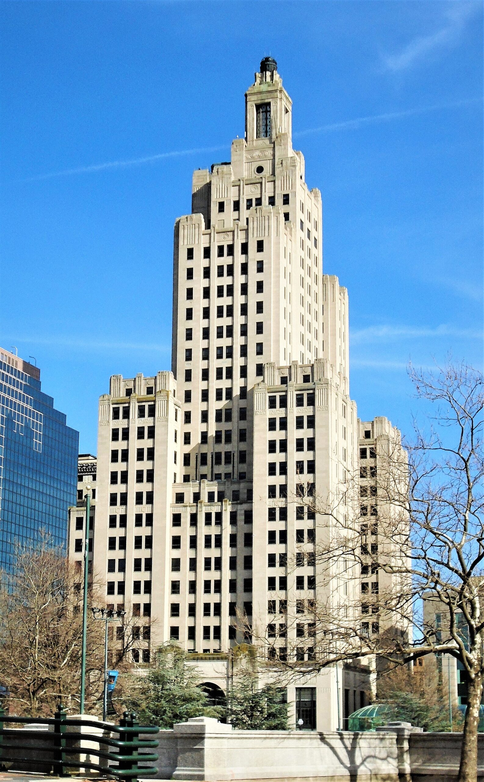 The Art Deco Industrial Trust Building rising above downtown Providence, Rhode Island
