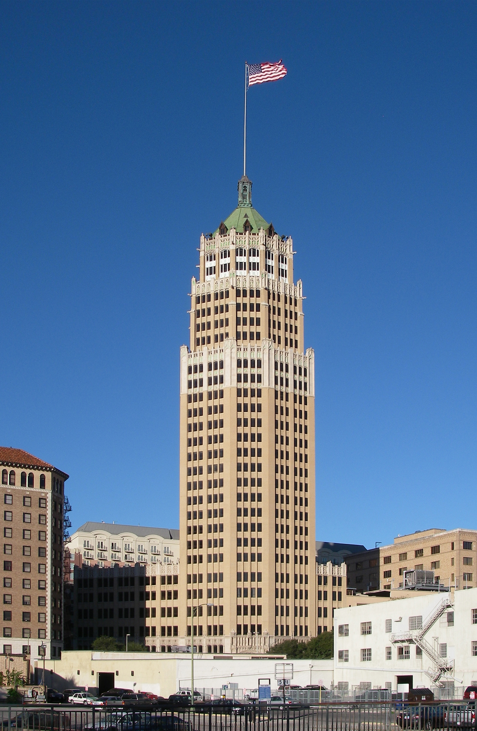 The 1929 Tower Life Building rising above downtown San Antonio