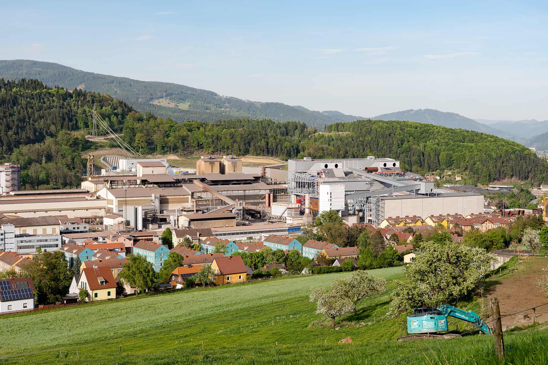 The voestalpine integrated steelworks at Leoben-Donawitz, Austria, seen from the valley