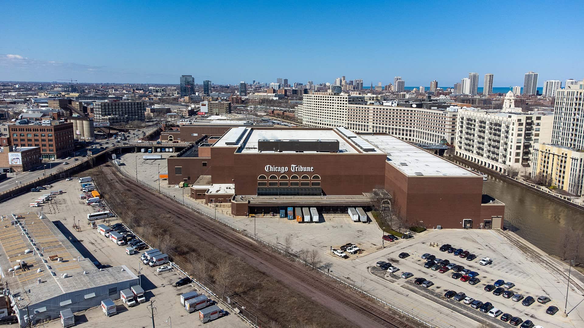 The Freedom Center site on the Chicago River seen from the south