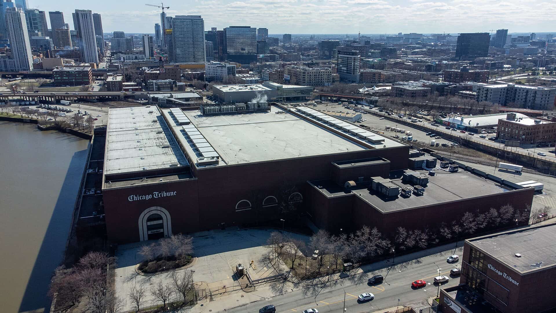 The former Chicago Tribune Freedom Center printing plant beside the Chicago River