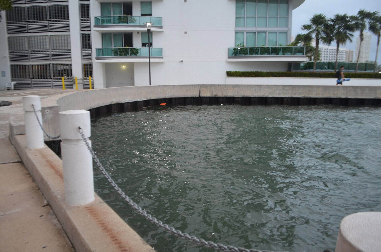 Brickell Bay Drive in Miami, looking along the waterfront block where the rig collapsed