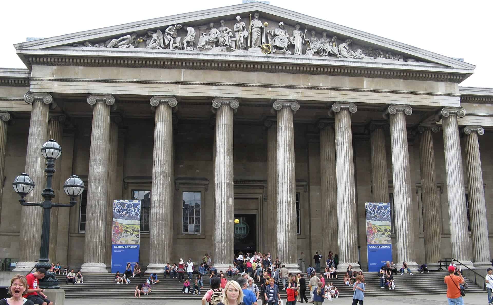 South portico of the British Museum's Smirke quadrangle, Great Russell Street, London