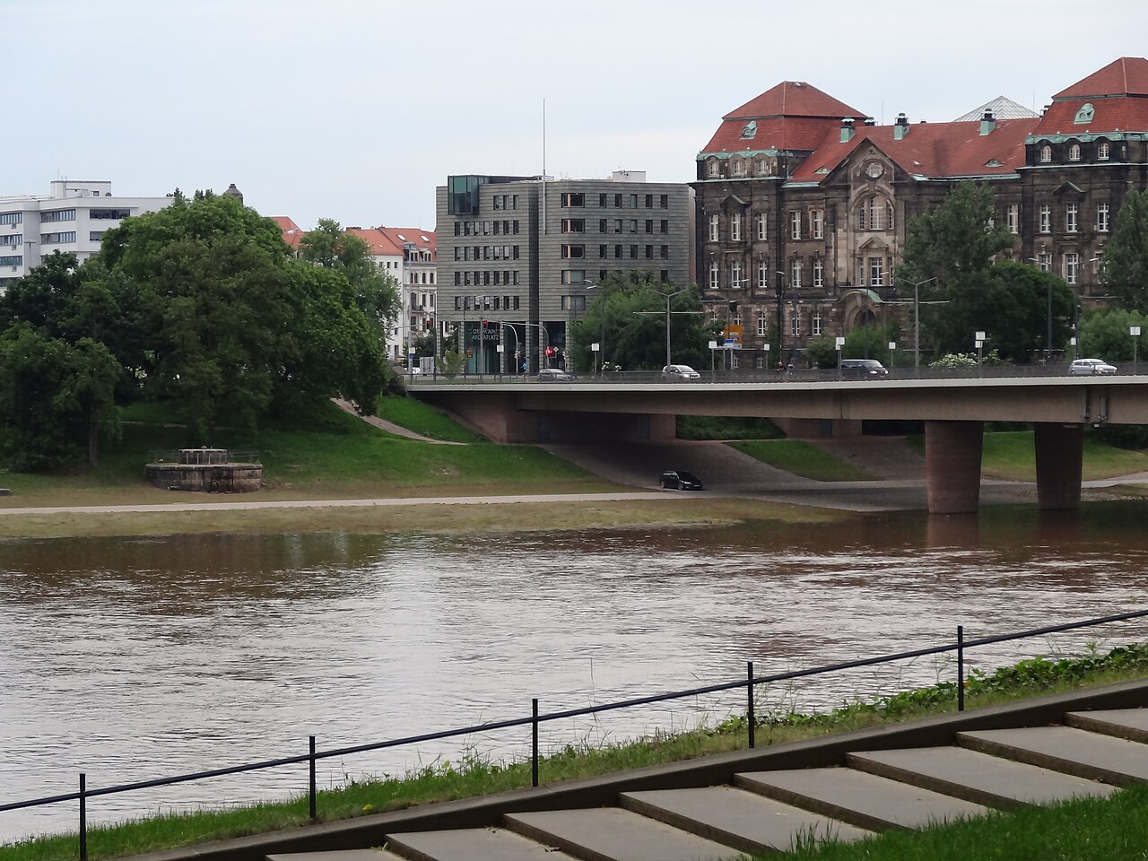 The Carola Bridge crossing the Elbe in Dresden, photographed before the September 2024 collapse
