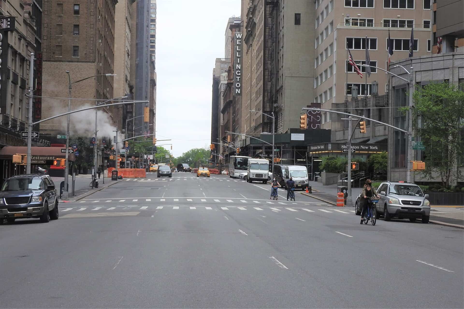 Seventh Avenue looking north from 51st Street in Manhattan, where the Crowne Plaza Manhattan Times Square stands