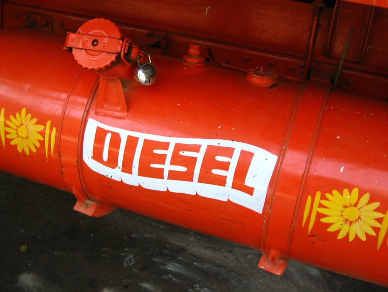 Diesel Rose 24.1% in a Month. Building Materials Rose 0.2%. A diesel fuel pump nozzle at a filling station